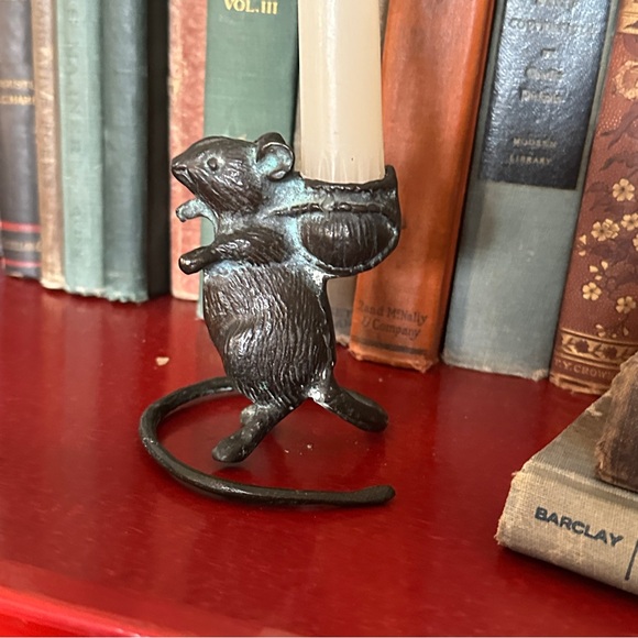 Vintage Bronze Mouse Candle Holder - Picture 3 of 10